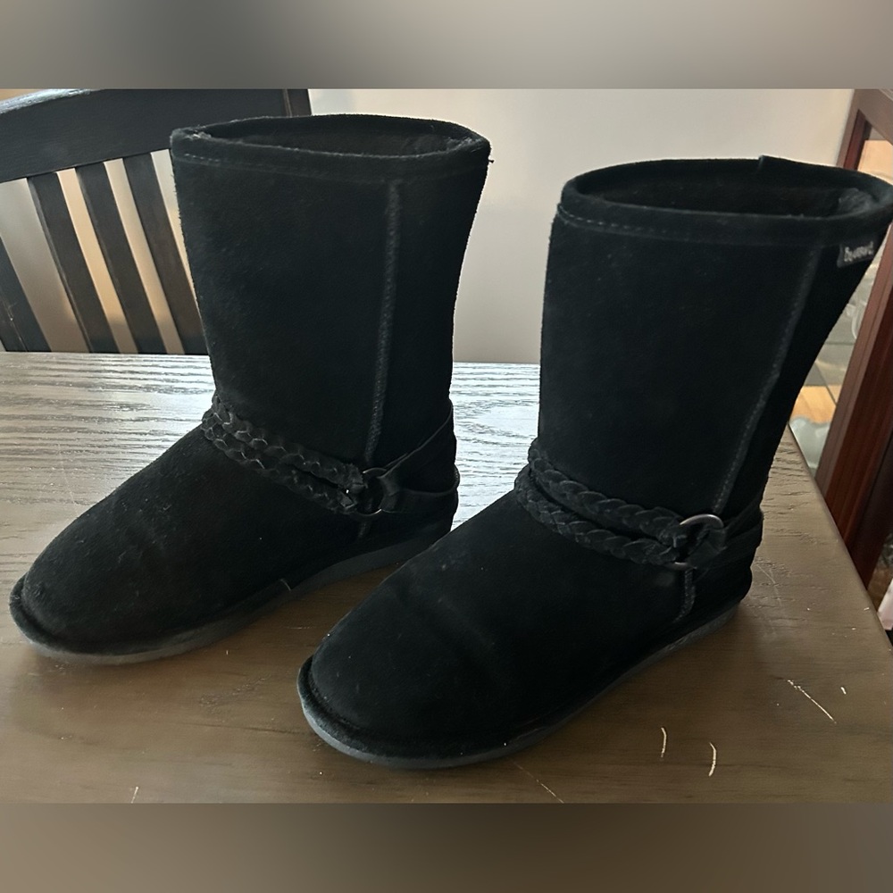 BearPaw Adele Women's Black Suede Winter Boots with Braided Strap & Buckle - Picture 9 of 9